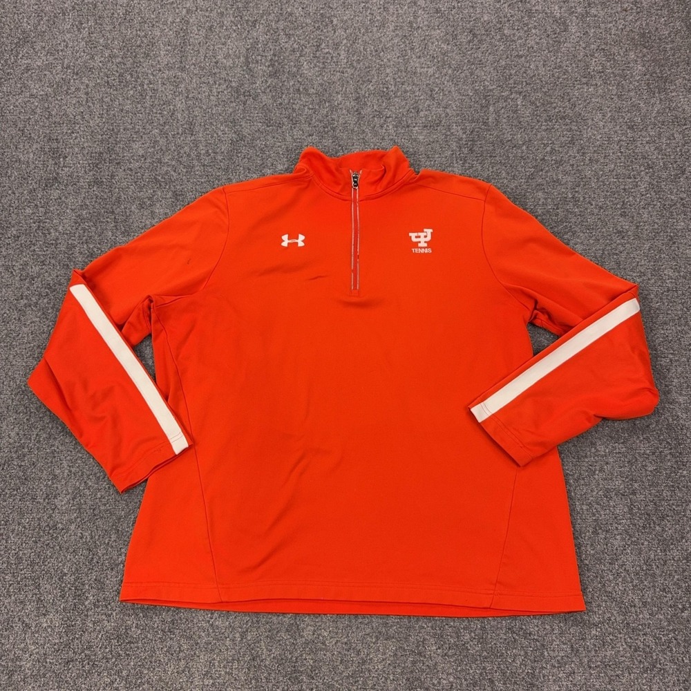Under Armour HeatGear Pullover Mens XL Orange 1/4 Zip Long Sleeve UT Tennis Top